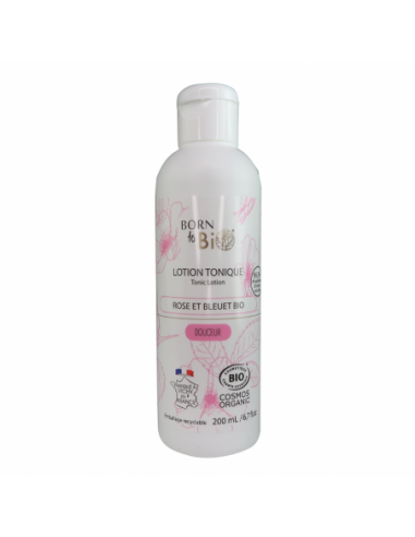 Loción Tónica con Agua Floral de Rosa y Aciano Orgánicos Born to Bio 200 ml