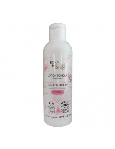 Loción Tónica con Agua Floral de Rosa y Aciano Orgánicos Born to Bio 200 ml