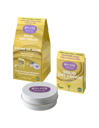 Pack Crema de día sólida 32gr. + lata de aluminio viajera Balade