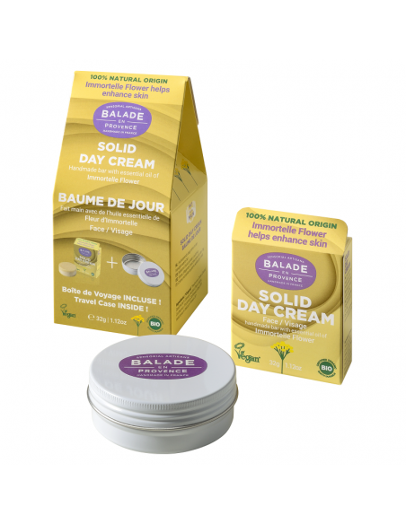 Pack Crema de día sólida 32gr. + lata de aluminio viajera Balade