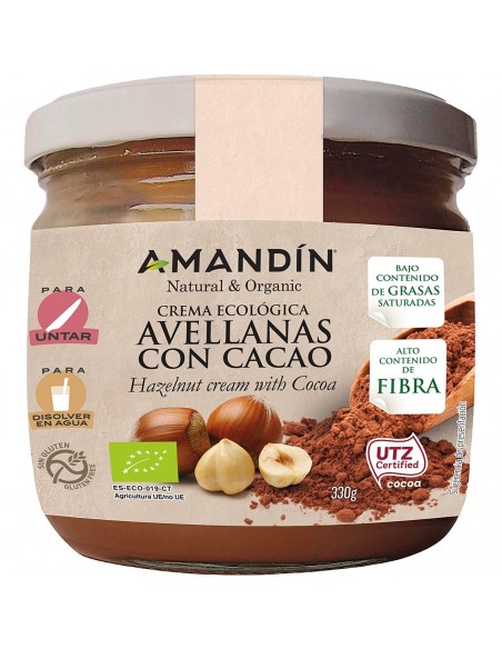 Crema De Avellanas Con Cacao 330Gr. Bio Amandin