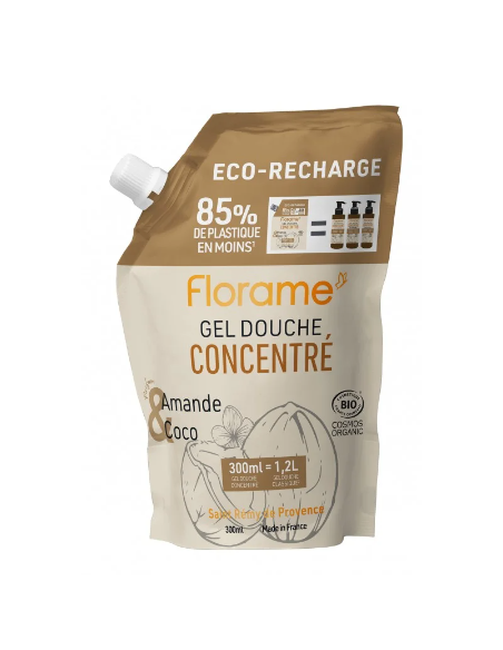 Eco-recarga Gel de ducha concentrado - Almendras y Coco Florame