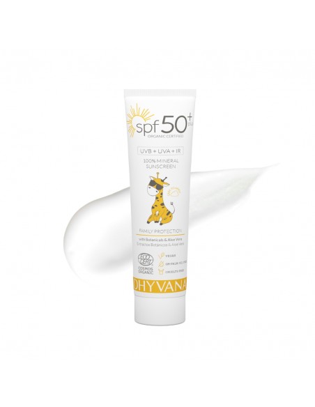 SPF50-Plus fotoprotección mineral infantil piel atópica Dhyvana