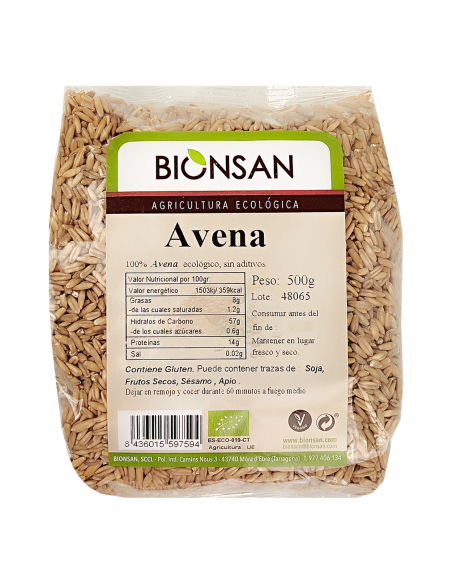 Avena en grano ecológica de proximidad 500gr Bionsan