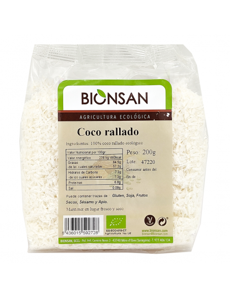 Coco Rallado Ecológico 200gr Bionsan