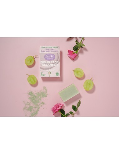 Limpiador facial sólido con arcilla verde y rosa mosqueta 40gr. Balade