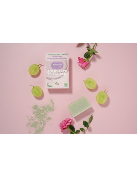 Limpiador facial sólido con arcilla verde y rosa mosqueta 40gr. Balade