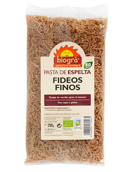 Fideos Finos De Espelta 250Gr. Bio Vegan Biográ